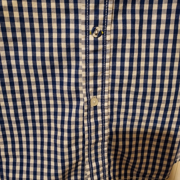 PD&C Mens Blue White Check Long Sleeved Button Up Shirt Size Large Cotton - Picture 12 of 13